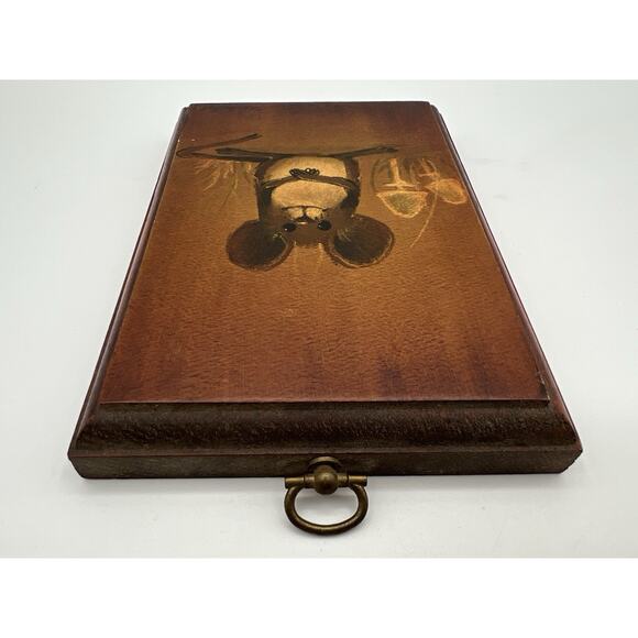 Vintage Suzy Spafford Field Mouse w Mushrooms Art Print on Wood Plaque 4.5 x 7” - Picture 4 of 6